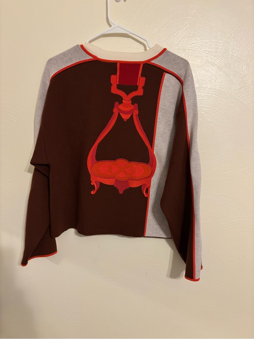 Hermès Paris Wool Cashmere Equestrian Stirrup Sweater Brown Orange Size 36 - Picture 9 of 9